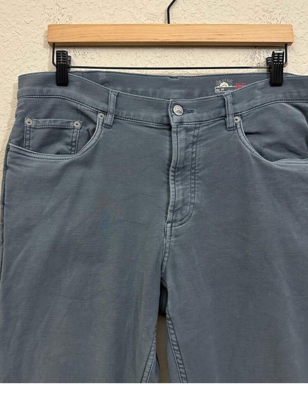 FAHERTY Stretch Terry 5 Pocket Pants Chino in Faded Ocean - Picture 4 of 14